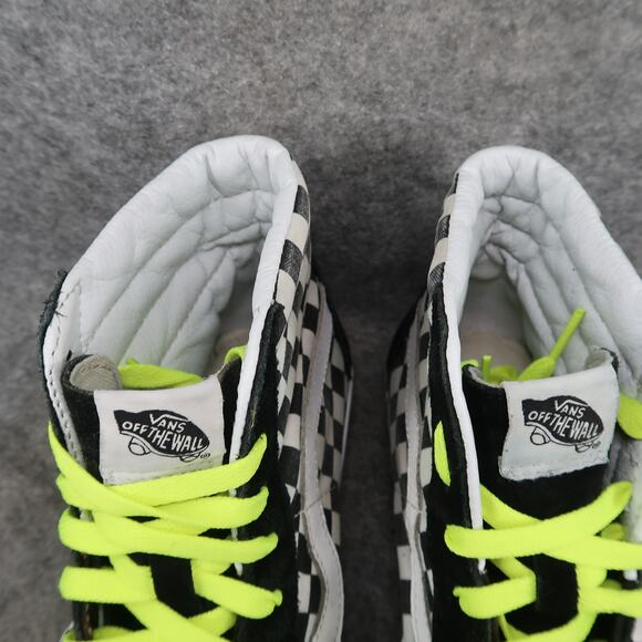 Vans Shoes Womens 9.5 Sk8 Hi Sneakers Checkered Suede Canvas Black White Casual - Picture 3 of 14